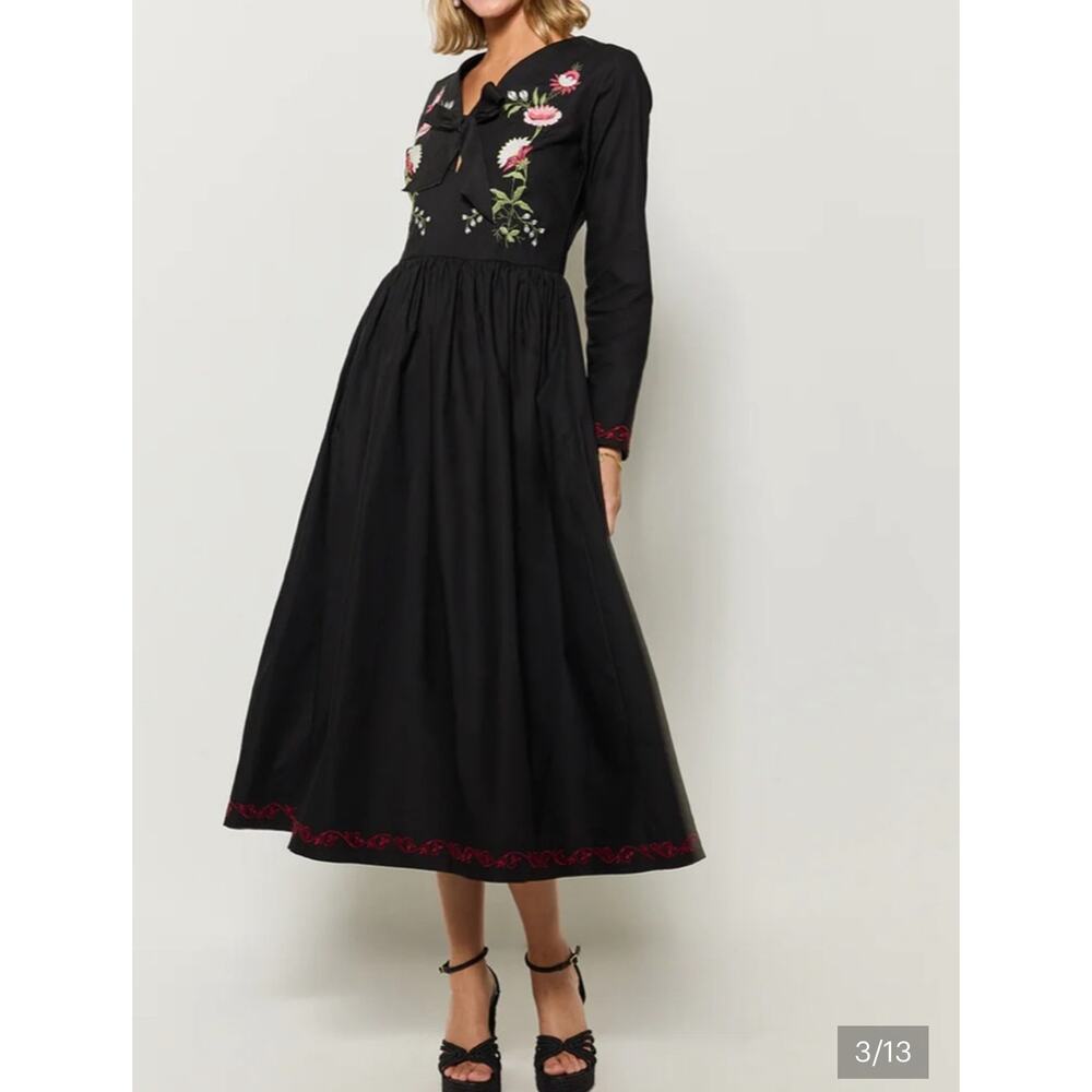 J Crew Floral Smocked Back Tie Shoulder Midi Dress - Picture 2 of 10